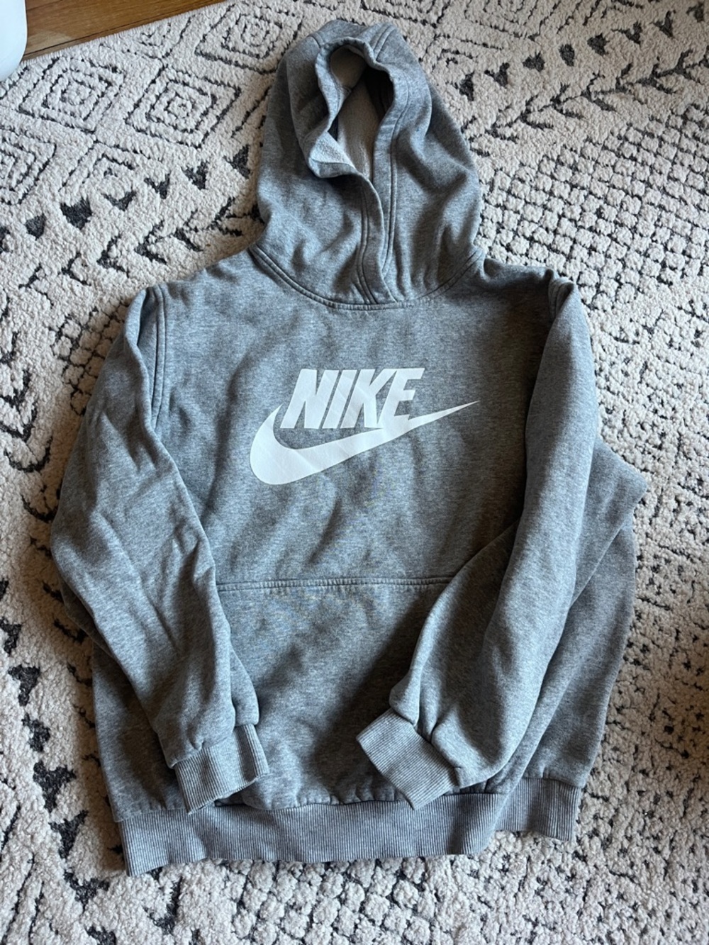 Nike Grey Hoodie with White Swoosh Logo
